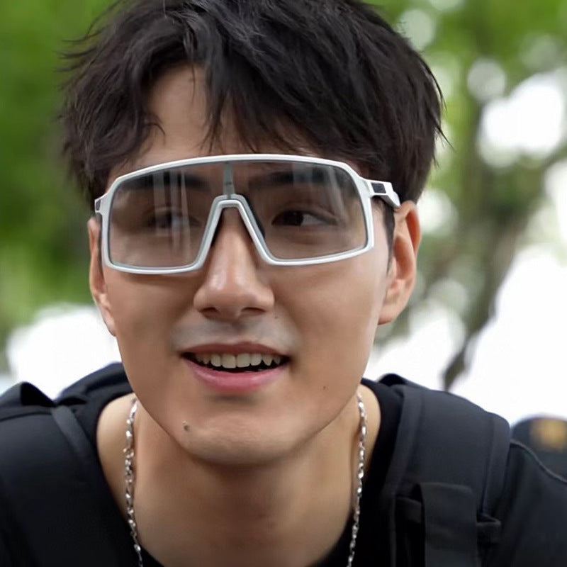 Cycling Sports One-piece Color-changing Sunglasses Men's Trendy Sunglasses Outdoor Mountaineering Sunscreen Glasses sunglasses