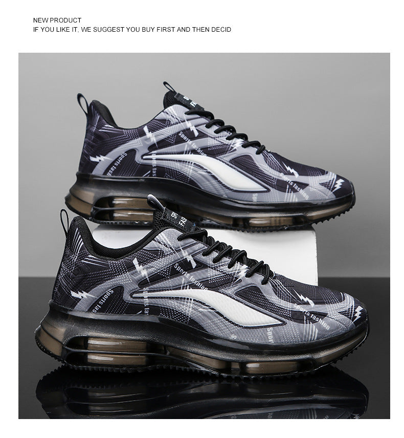 Men's Sports Shoes Spring and Autumn Ice Silk Hot Style Air Cushion Shock Absorption Trendy Men's Shoes Youth Running Shoes Student Casual Running Shoes