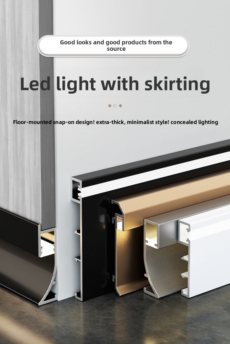 Aluminum alloy luminous baseboard, embedded luminous baseboard LED Aluminum alloy skirting board with light strip