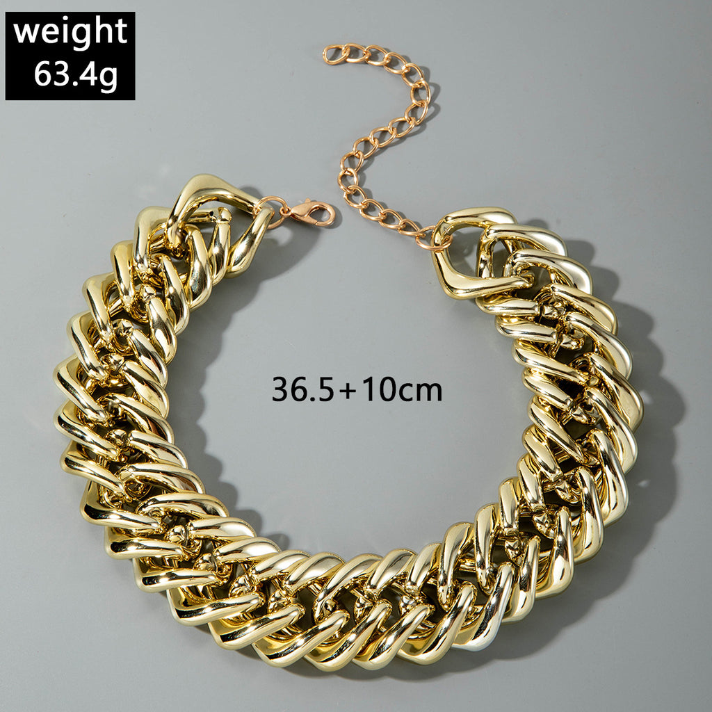 European and American Fashion Accessories with Personality ins Exaggerated Style Necklace Geometry CCB Sweet Cool Style Thick Chain Necklace for Women