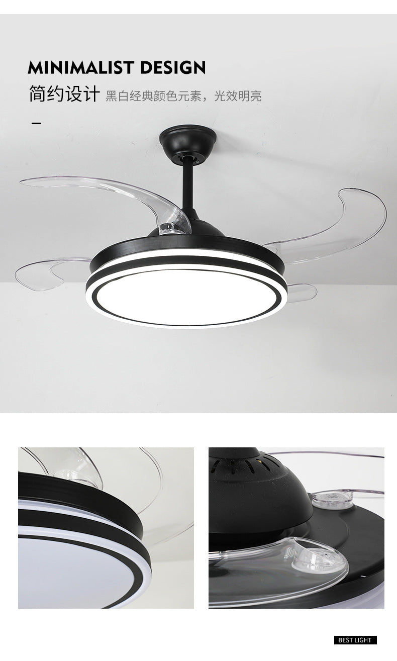 Invisible Fan Light for Home Bedroom Living Room Silent Variable Frequency Electric Fan Light Modern Simple Dining Room Ceiling Fan Light Wholesale