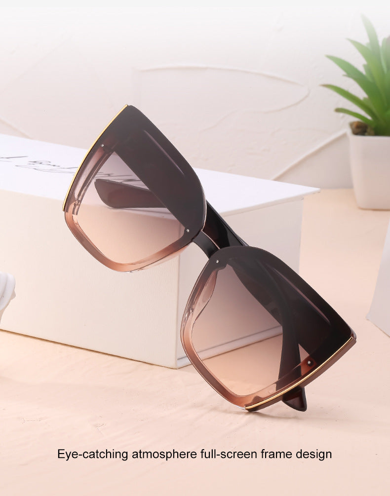 Internet Celebrity Cat Eye Large Frame Sunglasses for Women Fashion Trend UV Protection Sunglasses Korean Style Glasses sunglasses