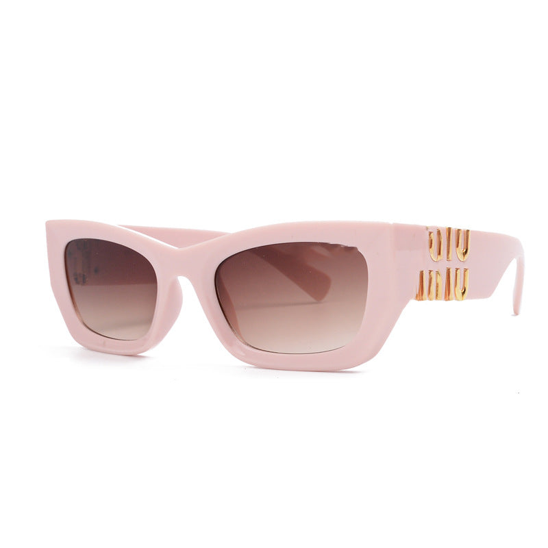 MU11Fashion Square Frame Letter Leg Sunglasses UV Protection Unisex Trendy Cat Eye Retro
