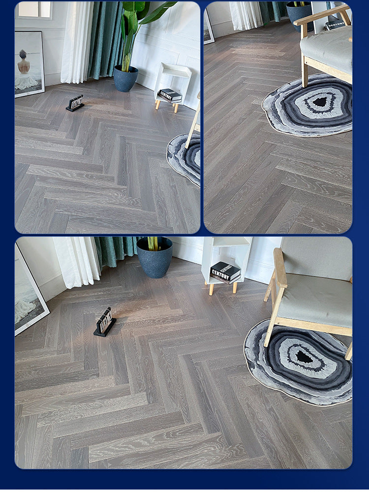 In-stock wholesale with on-site installation Herringbone Locking Floor Heating New Three-Layer Solid Wood Flooring Oak Black Walnut Flooring