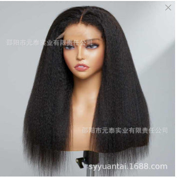 Kinky Straight 13x4 Lace Front Synthetic Wig Long Black Wigs