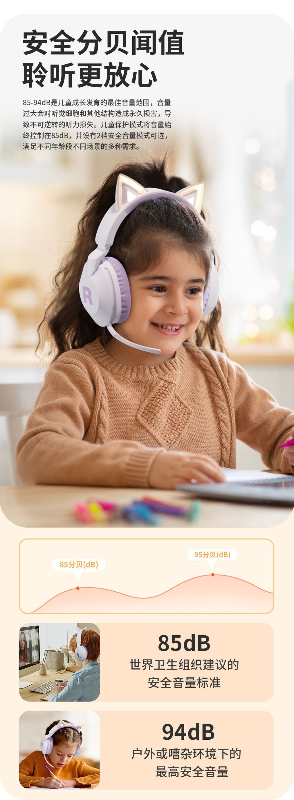 Cat Ear Headband Bluetooth Wireless Headphones with Mic Cute Long Battery Life Support Customization Bluetooth Headphones