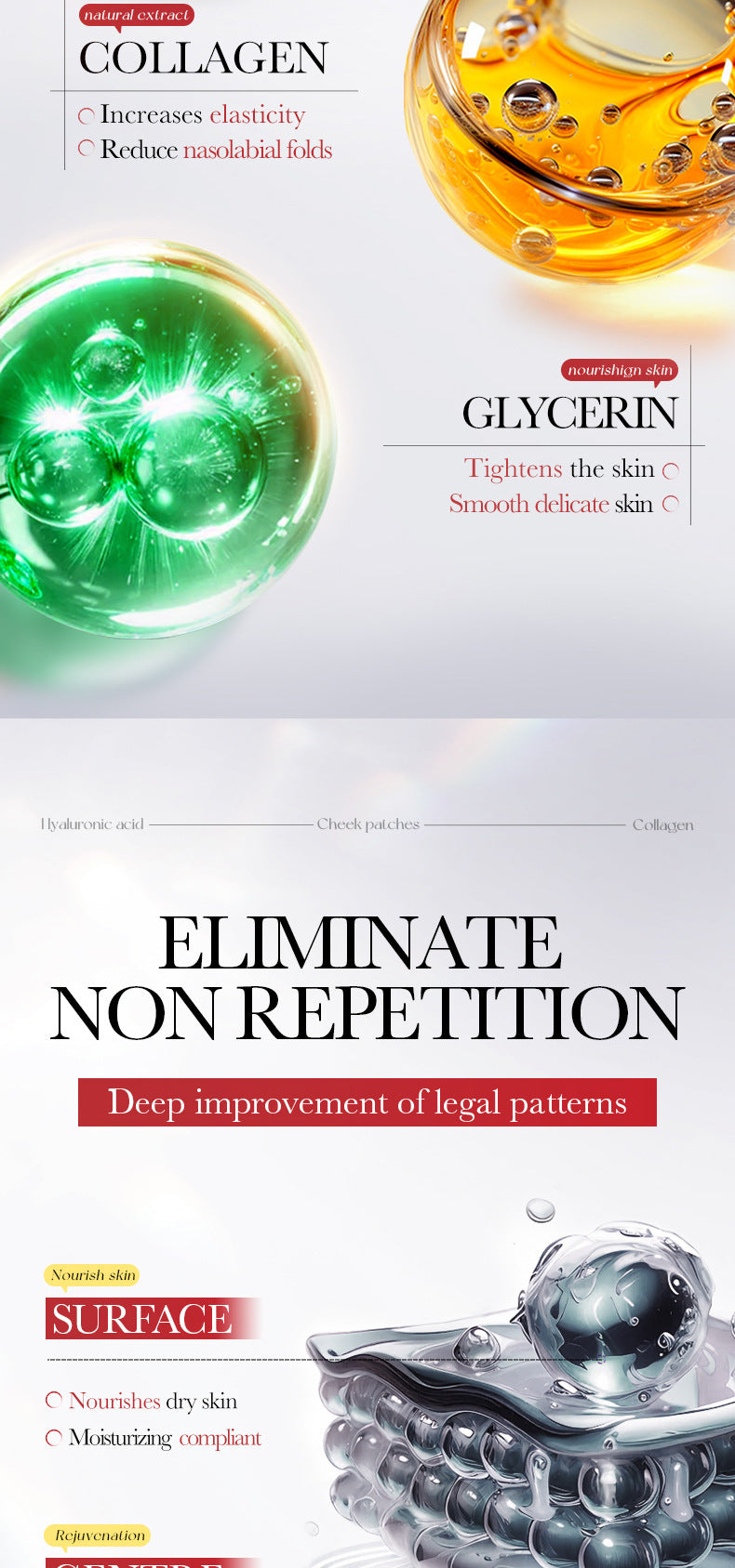 Hyaluronic Acid Microcrystalline Nasolabial Fold Patch SADOER Moisturizing nasolabial fold patches  wholesale