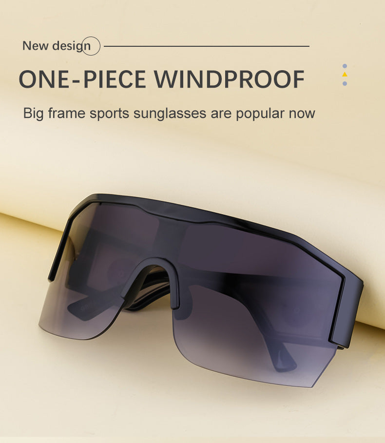 Y2K Millennium Integrated Cycling Sports Sunglasses for Women, European and American Style, Large Frame, Windproof, Half Frame Sunglasses