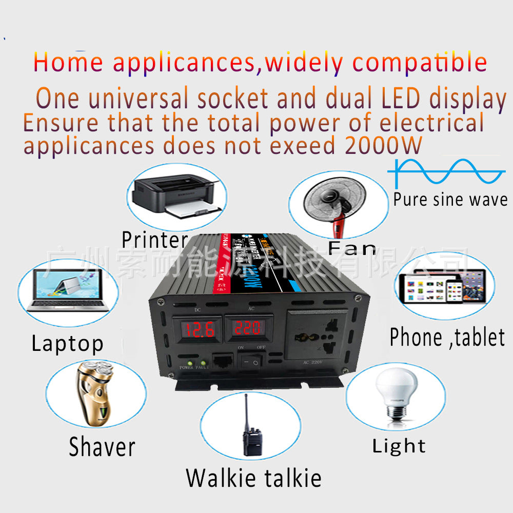Car-mounted Pure Sine Wave Inverter800W Outdoor Converter Adapter12V24V48V60V Turn110V220V