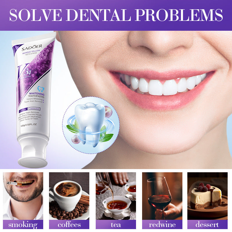 Full English V34Whitening Toothpaste SADOER Clean Tartar Brightening Toothpaste  Wholesale