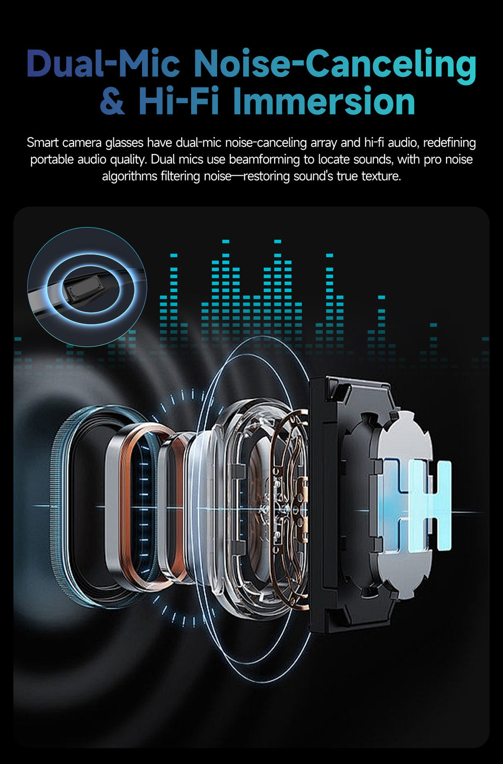 【Upgraded Version】Ai Smart Glasses Shooting800W Pixel HD anti-shake dual noise reduction sunglasses with camera