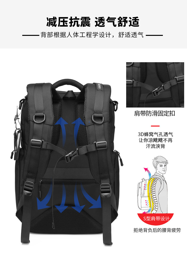 OZUKO Business Backpack Men's Commuting Large Capacity Computer Bag Travel Backpack High-end Waterproof School Bag