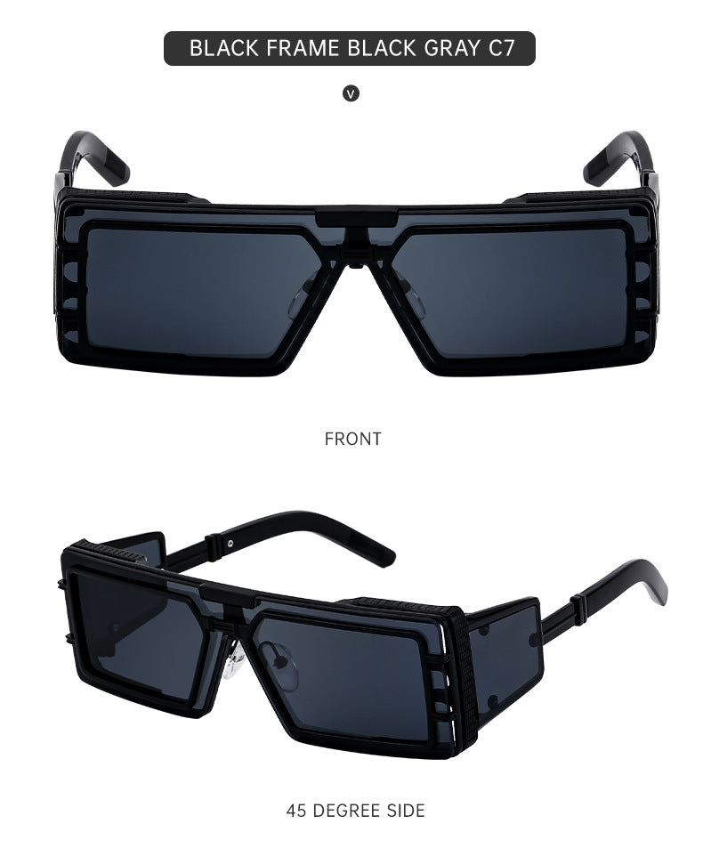 New Full Frame Glasses Men's Future Technology High-end Sense European and American fashion Square Frame Sunglasses Sunglasses shades