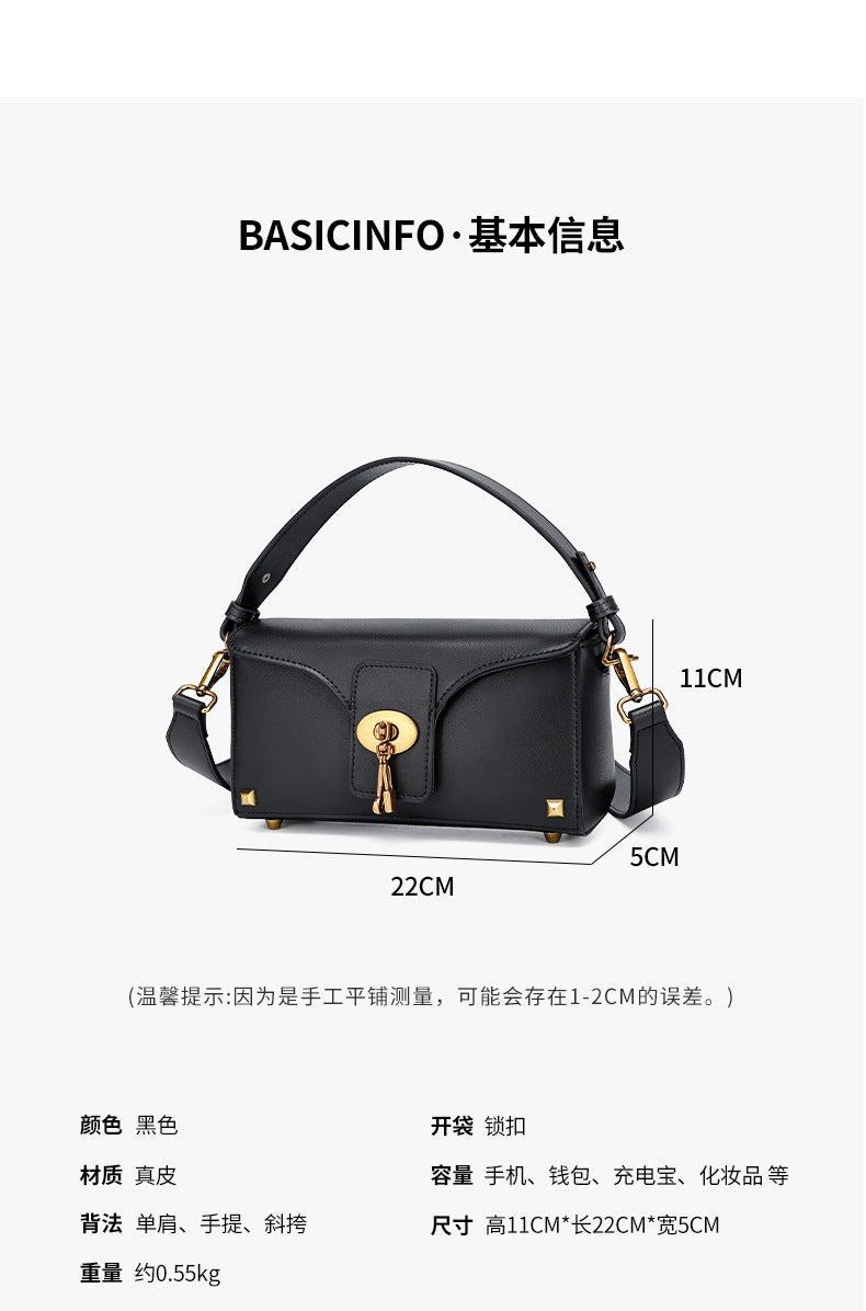 European and American Women's Bag High-End Light Luxury Handbag Niche Versatile Fashion Genuine Leather Crossbody Bag Single Shoulder Underarm Bag for Women