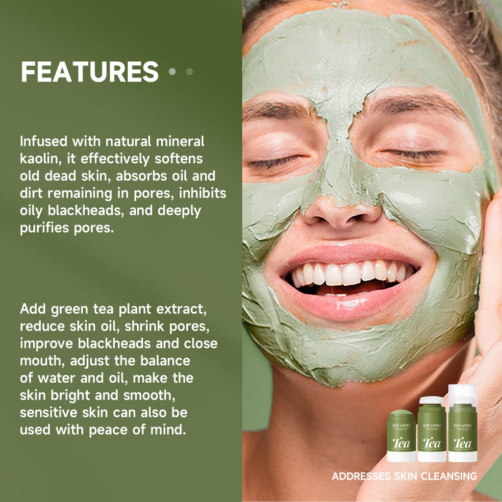 Exclusive Supply green tea Mud Mask Stick Green Tea Oil Control Deep Cleansing Blackhead Removal with Brush Head Mask Mud