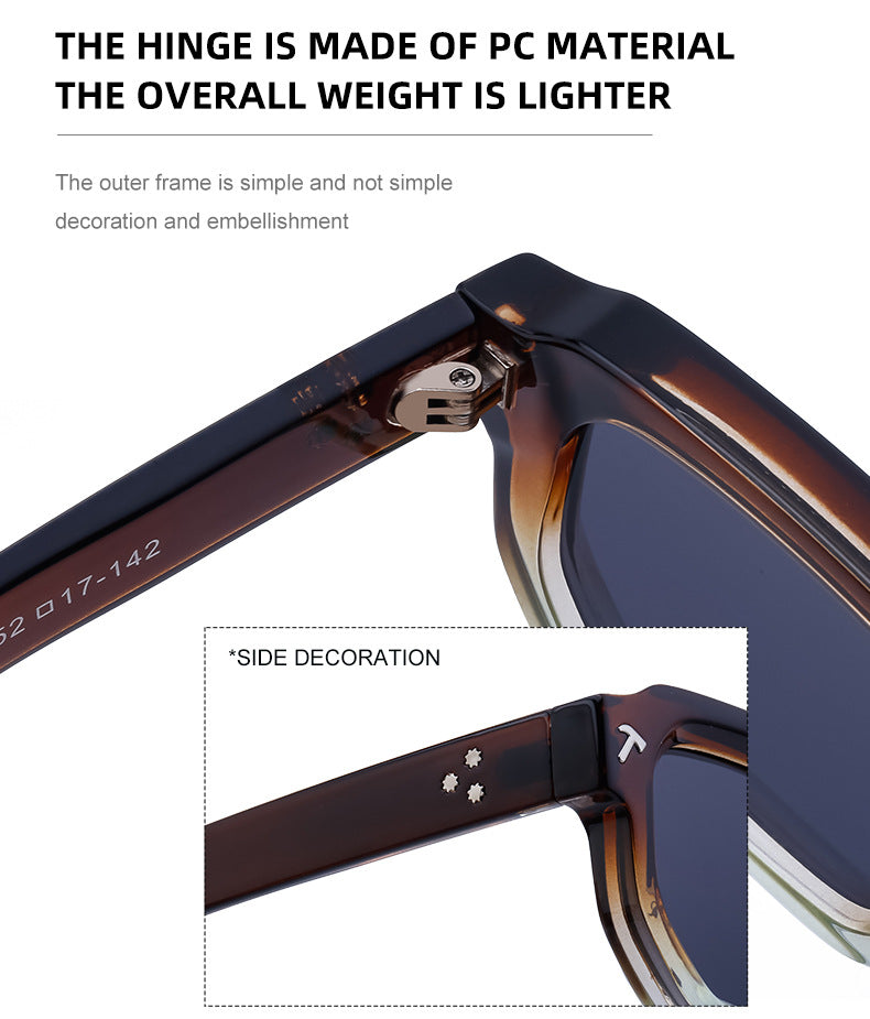 New European and American Fashion Square Frame Sunglasses for Men, Simple Personality Black Frame Glasses sunglasses