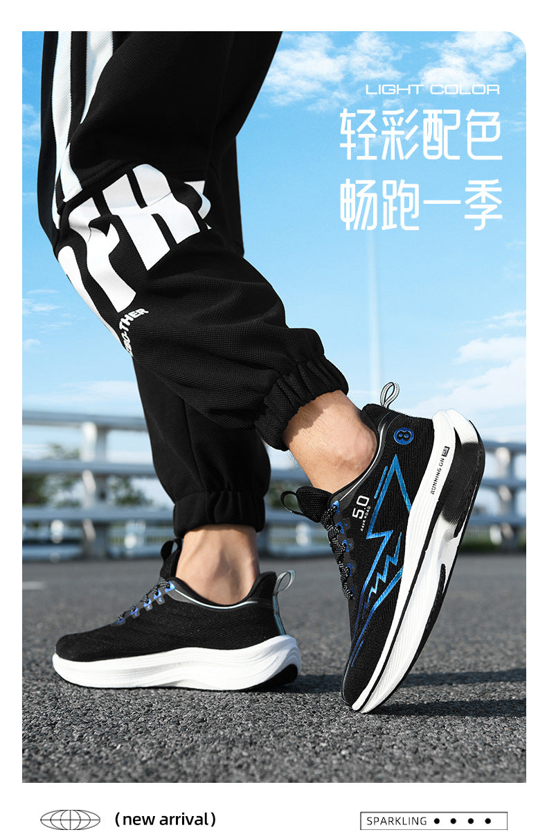 Carbon Plate Running Shoes Mesh Ultra-light Breathable Sports Shoes Men Couple All-match Casual Popcorn Running Shoes Breathable Lightweight