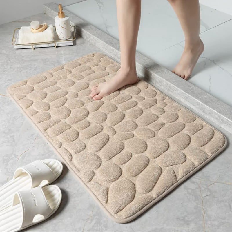 Bathroom Floor Mat Pebble Embossed Entrance Door Mat Absorbent Foot Mat Toilet Quick-Dry Non-Slip Rug