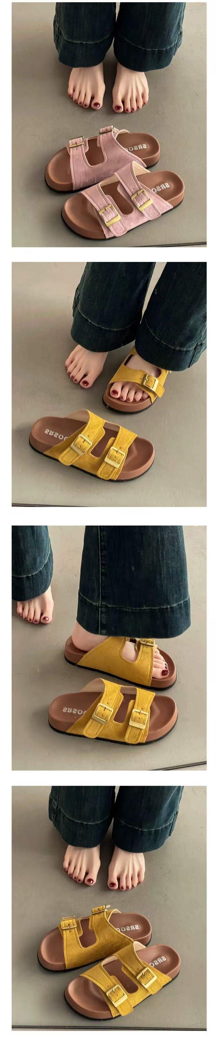 Platform Slippers Women's Summer Outerwear2025New Super Hot Beach Slip-On Yellow Birkenstock Sandals