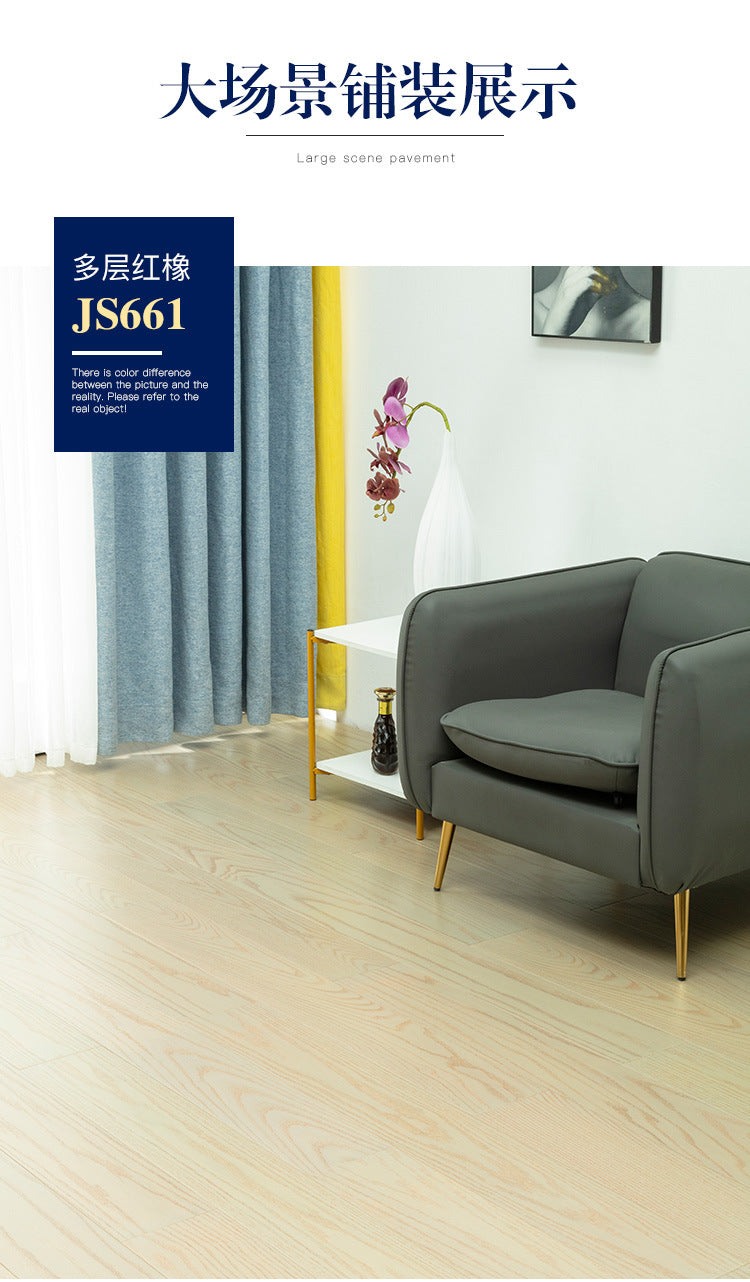 One square meter is also wholesale price Metallic Shiny Texture Sealing Wax Locking Floor Heating Red Oak Multi-layer Solid Wood Flooring