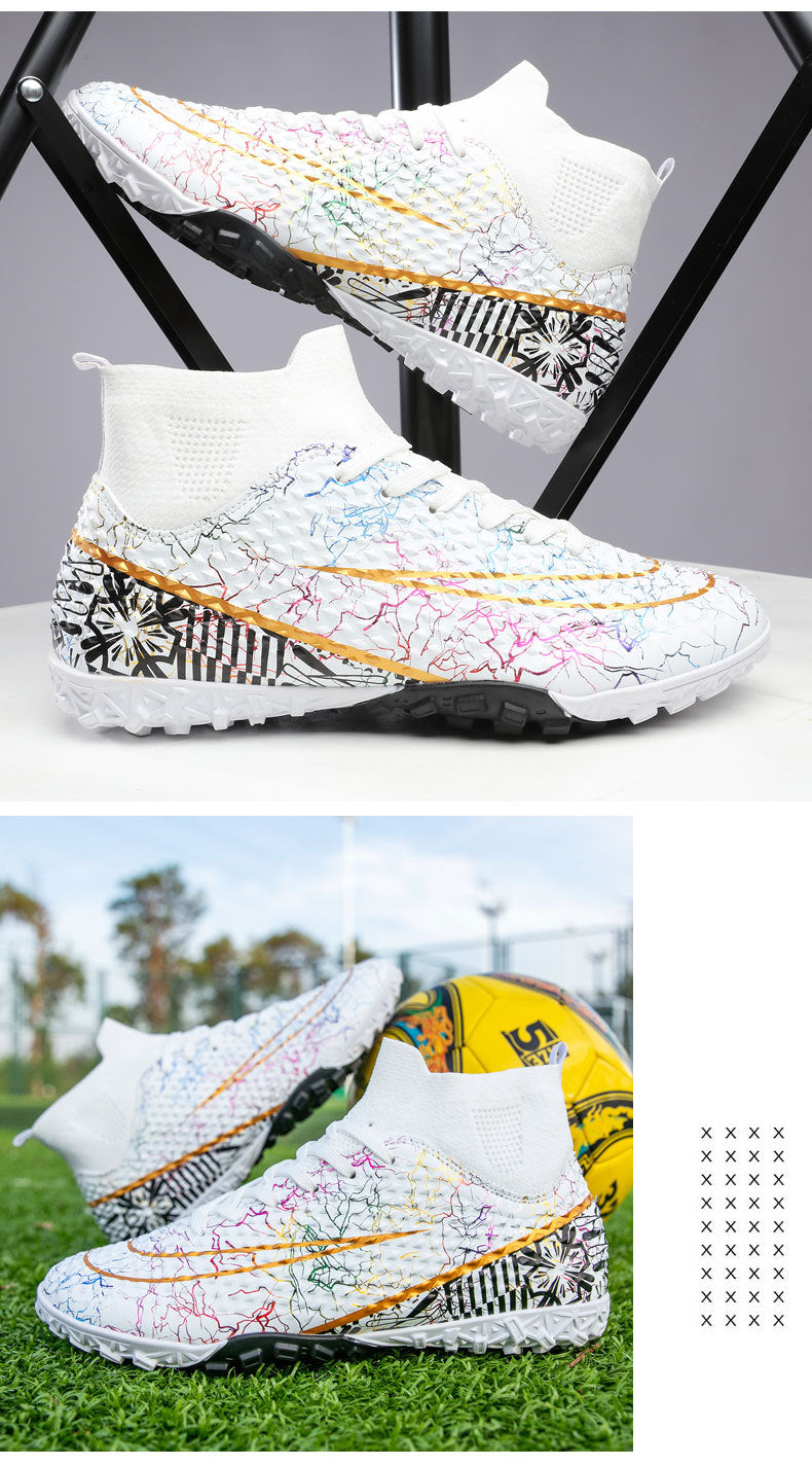 New high-top soccer shoes for men and women AG Spike TF Broken Nail Youth Student Grassland Competition Training Shoes