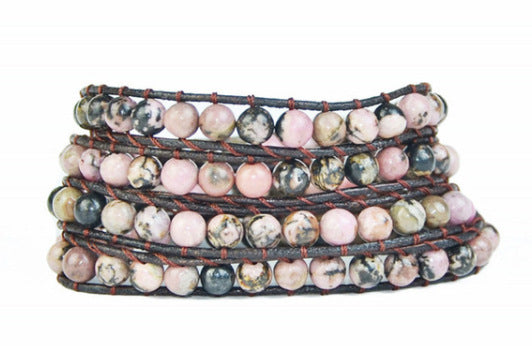 108Pink Quartz Bracelet Lotus Lucky Tree Pendant Labradorite Braided Bracelet Agate Tiger Eye Elastic Bracelet