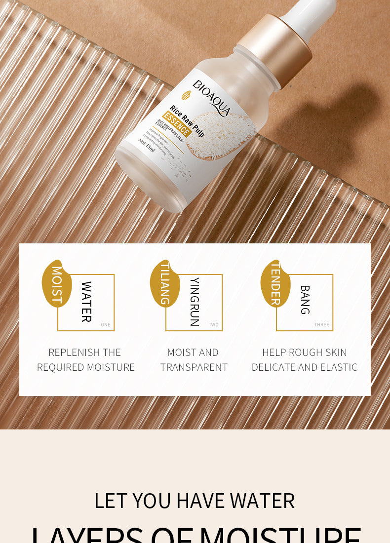 Full English Rice Essence Serum15ml BIOAOUA Hyaluronic acid hydrating skincare products  foreign trade live wholesale