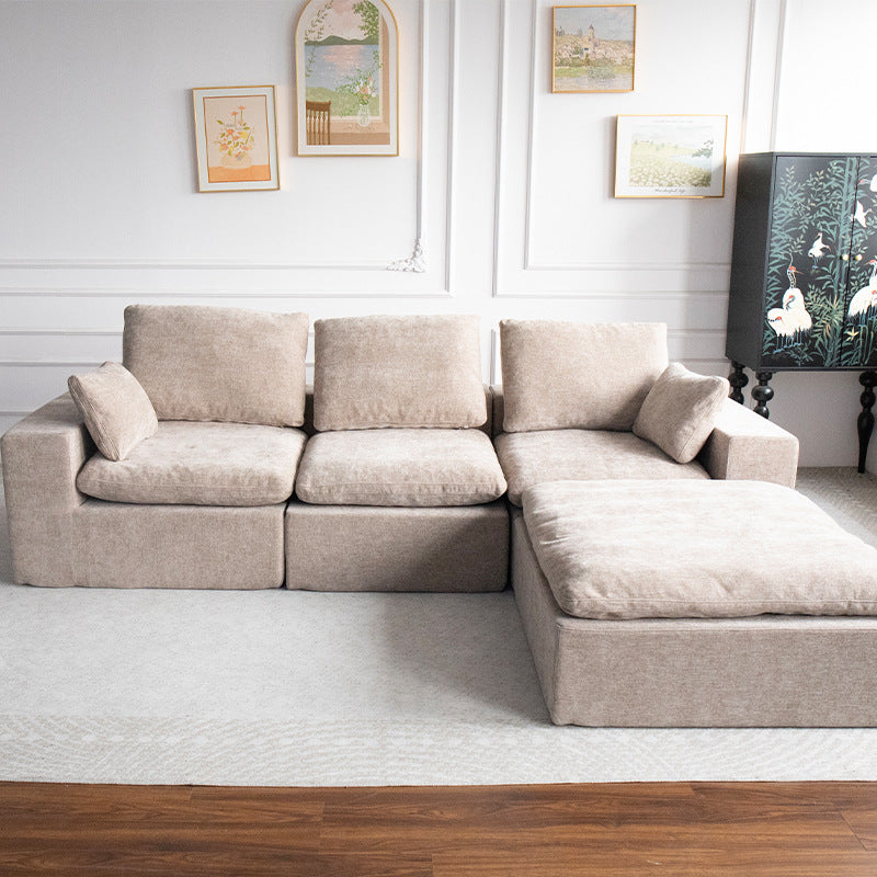 Export Fabric Sofa Module Small Apartment Living Room Two or Three Seater Straight Row Retro Compressed Sofa