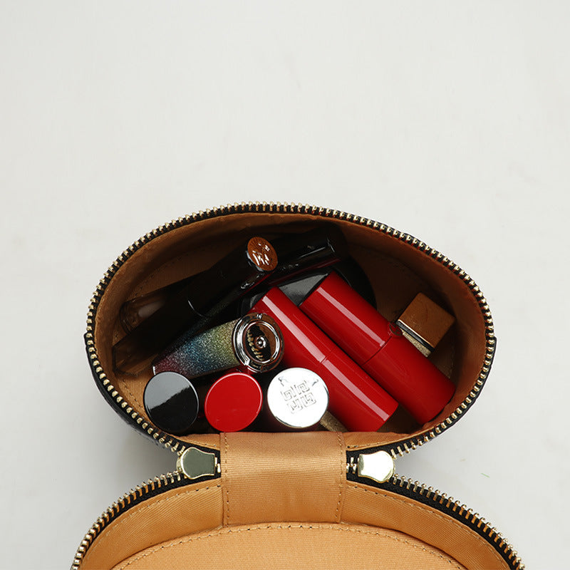 New Cowhide Crocodile Pattern Women's Bag Small Bucket Bag Retro Trendy Fashion Single Shoulder Bag Crossbody Handbag for Women