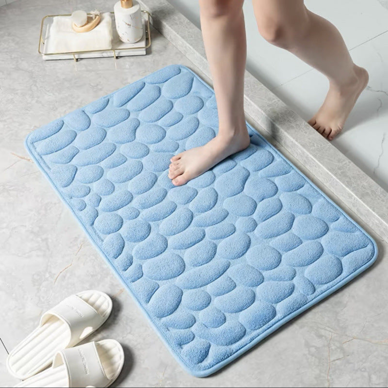 Bathroom Floor Mat Pebble Embossed Entrance Door Mat Absorbent Foot Mat Toilet Quick-Dry Non-Slip Rug