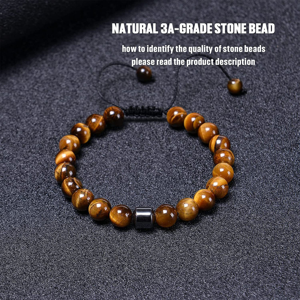 Popular Natural Tiger Eye Stone Alloy Bracelet Adjustable Braided Bracelet Factory Direct Sale