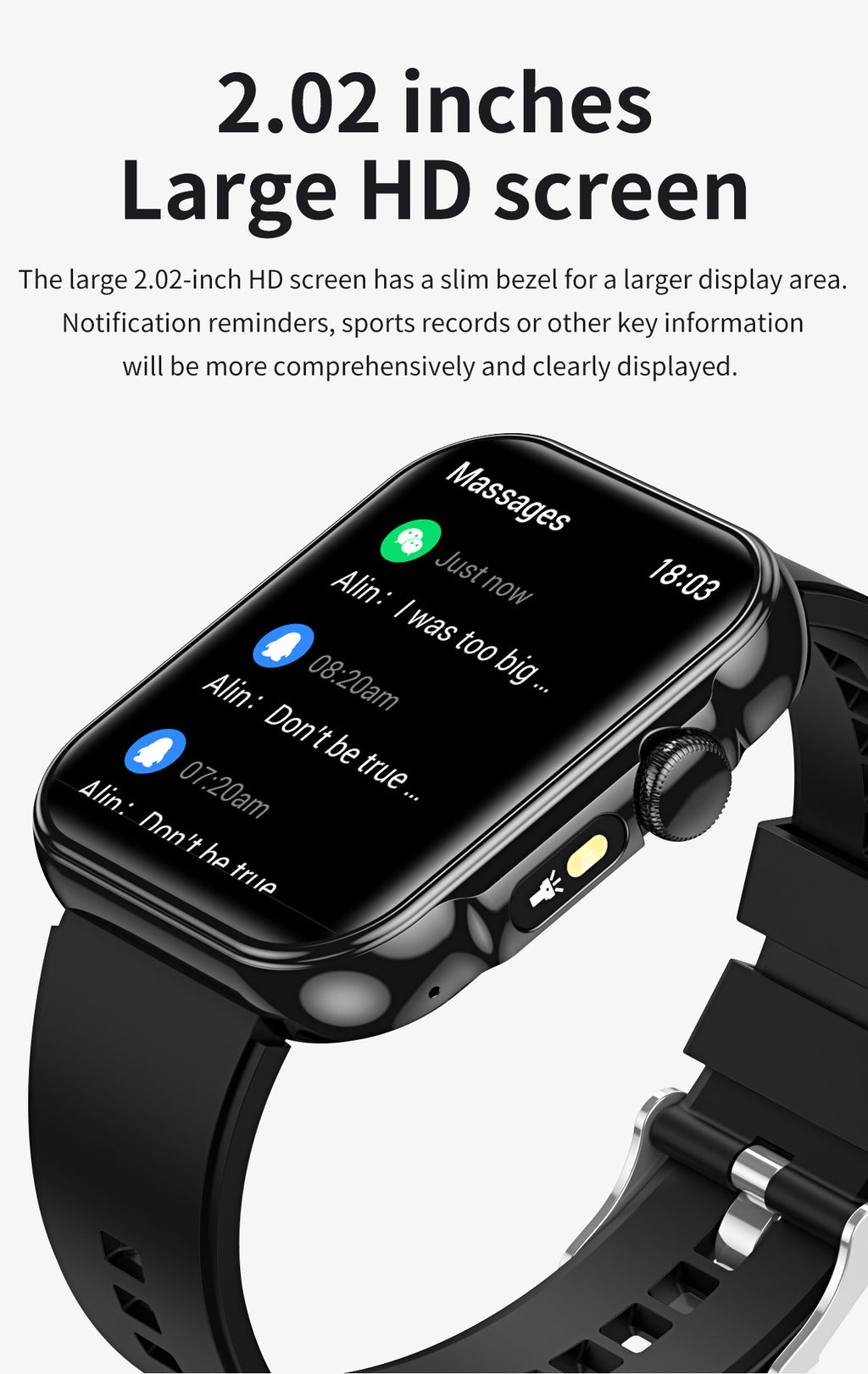 HDT11Smart Watch Bluetooth Call Music Voice Assistant Healthy Sleep Flashlight Bracelet New Style