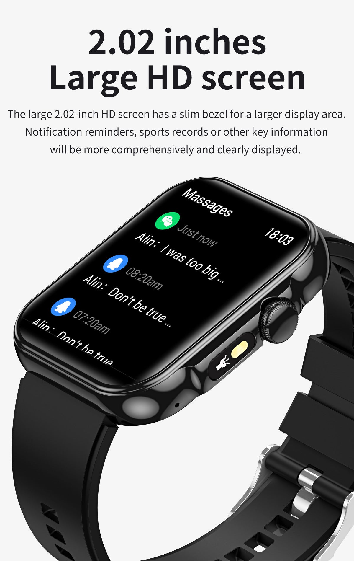 HDT11Smart Watch Bluetooth Call Music Voice Assistant Healthy Sleep Flashlight Bracelet New Style