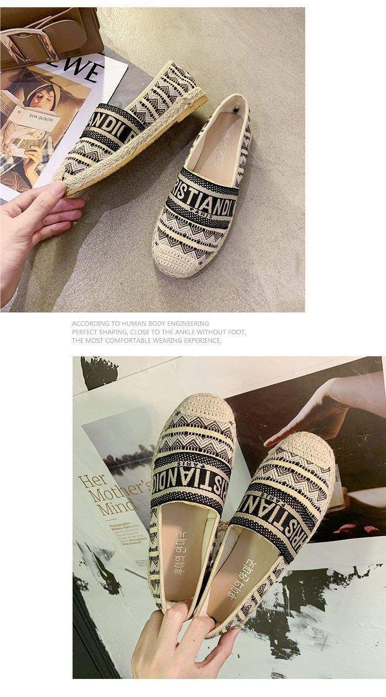 Embroidered Fisherman Shoes Women's Flat Shoes2025New Summer Casual Woven Loafers Slip-On Lazy Shoes