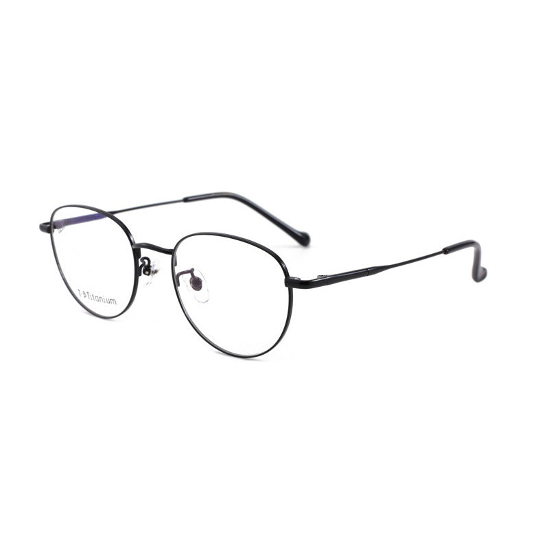Vintage Half Titanium Eyeglass Frame Oval Frame Unisex Fashion Versatile Glasses Metal Frame Hot Sale