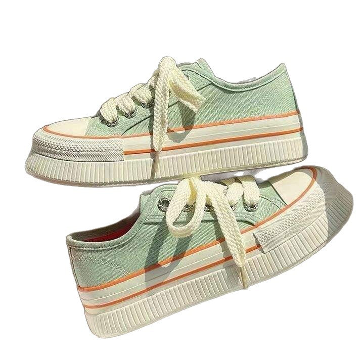 Milk fufu Women's Platform Canvas Shoes2025Spring and Autumn Niche Design Canvas Shoes Korean Style Versatile White Sneakers