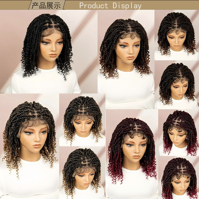 European and American Cross-Border African Small Curly Hair Women's Curly Hair Headband High-Temperature Fiber Short Curly Full Lace Full Wig