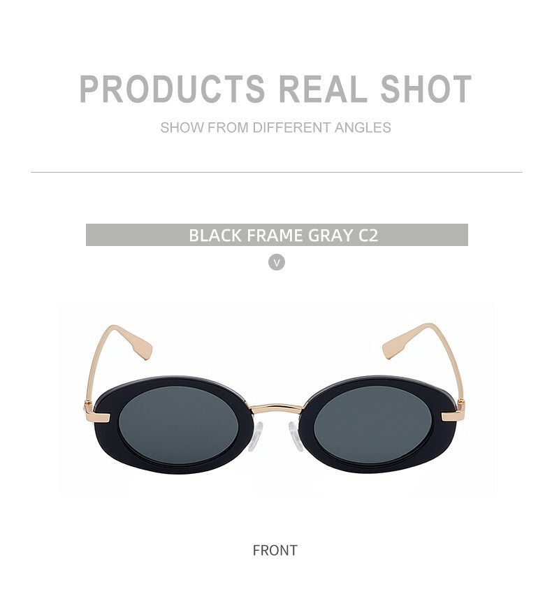 2025New European and American Fashion Oval Small Frame Sunglasses for Women, Trendy Personality Sun Protection Sunglasses Wholesale