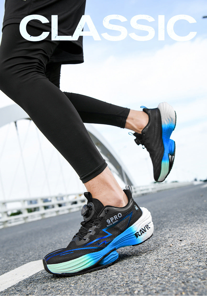 2025Autumn Winter Casual Fashion Double Mesh Knob Buckle Sneakers Super High Elastic Soft Sole Carbon Plate Anti-Slip Running Shoes