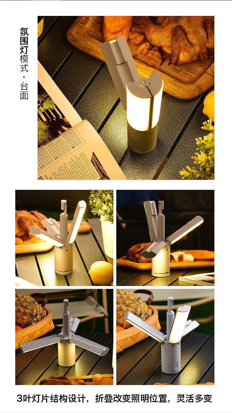Camping Multifunctional Folding Light Tent Atmosphere Light Camping Lantern Handheld Hanging Light Dormitory Student Lighting Outdoor