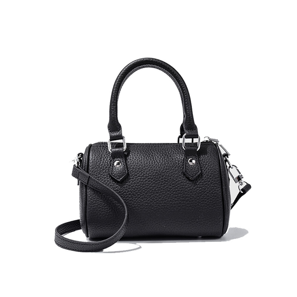 Guangzhou High-Quality Texture Genuine Leather Boston Pillow Bag for Women2024New first-layer cowhide handbag and crossbody bag