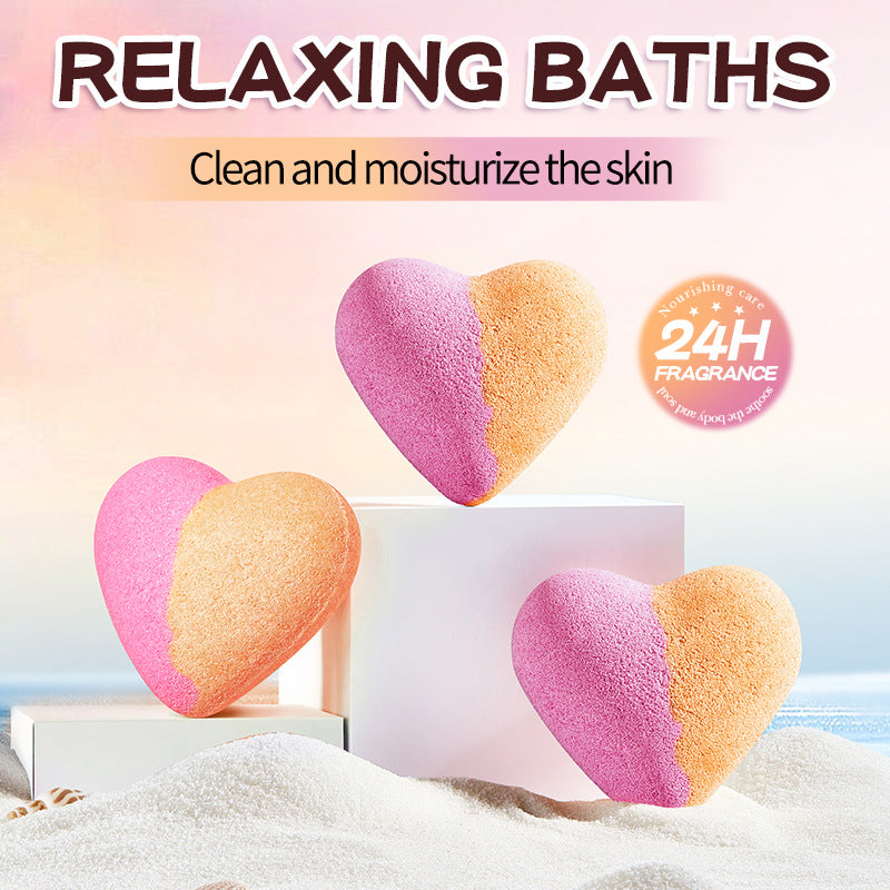 Cross-border Heart-shaped Bath Bomb120g  Deep Cleansing Body Bath Bath Salts Export Manufacturer Wholesale
