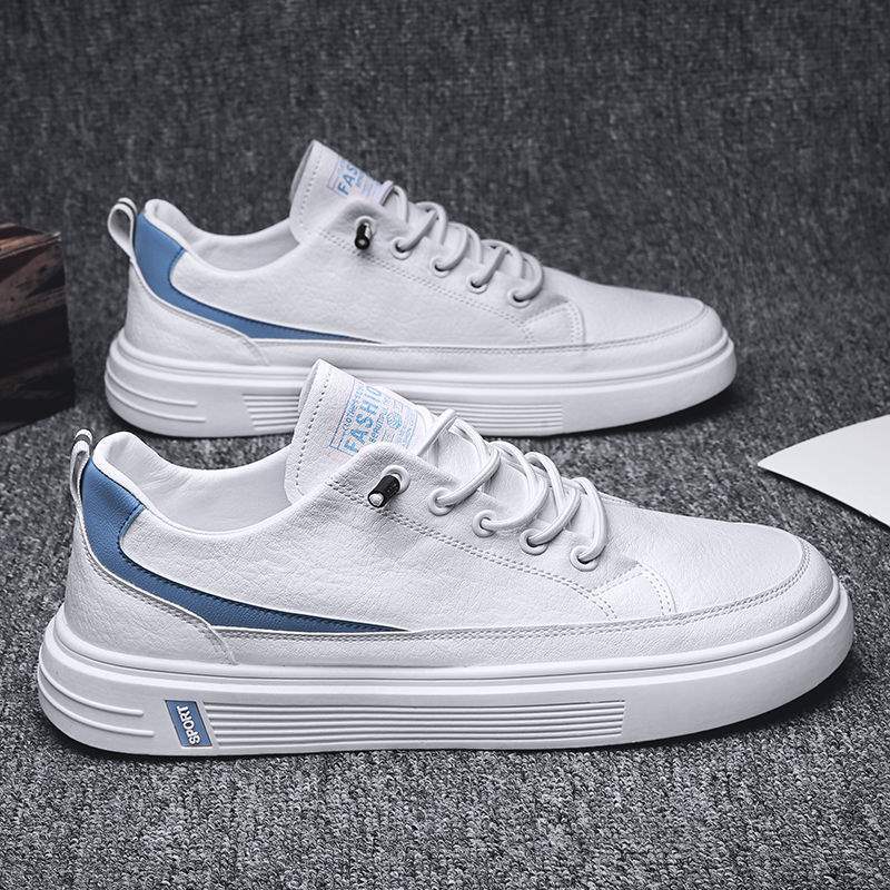 Summer Men's Shoes Spring and Autumn2025New Year's Casual Sports White Sneakers Men's Slip-On Leather Shoes Versatile Trendy Shoes