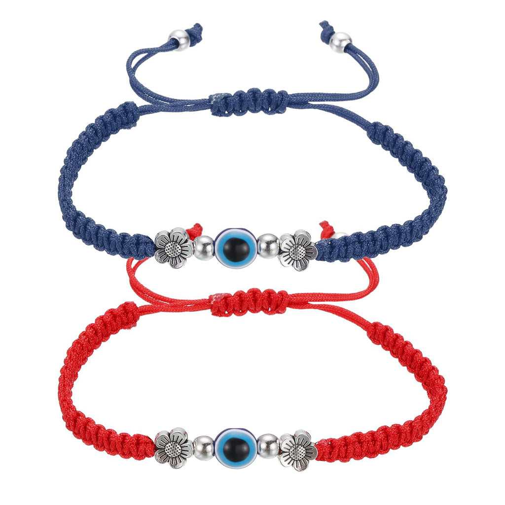 Blue Eyes Braided Bracelet Flower Adjustable Pull Bracelet Handmade Winding Evil Eye Braided Bracelet