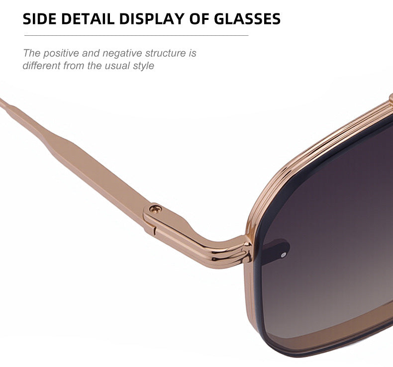 2025New European and American Fashion Square Frame Sunglasses for Men High-End Frameless Sunglasses Men Trendy Sun Protection shades