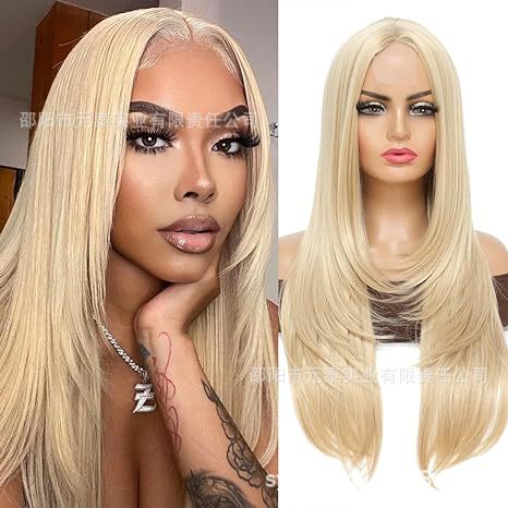 Synthetic Full Wig European and American Foreign Trade Hot-Selling Wig Highlight Straight Wig