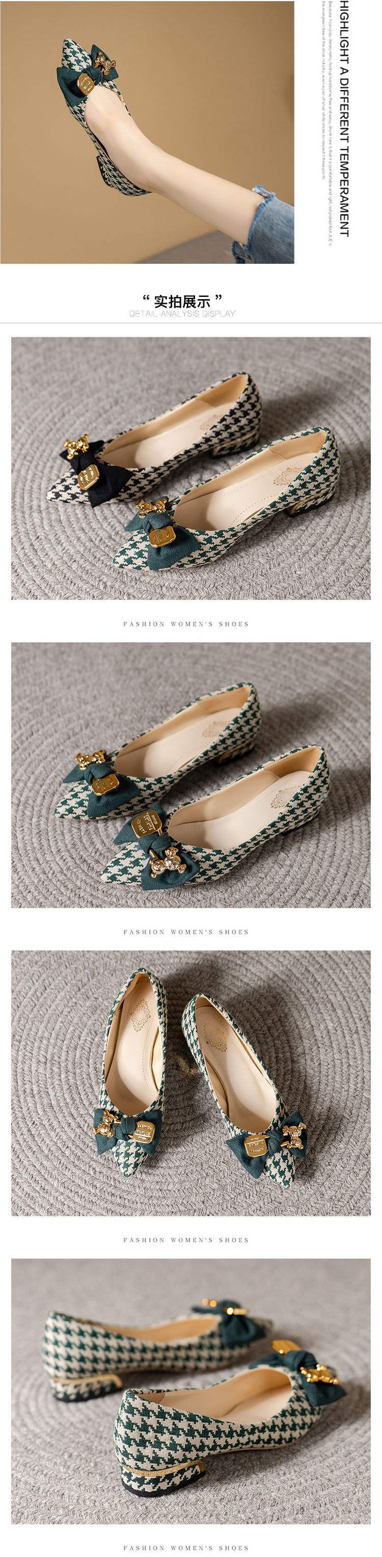 plus Size Women's Shoes35One43Wide Toe Fat Bean Shoes for Women, Shallow Mouth Fashionable Elegant Pointed Toe Evening Style Low Heel Single Shoes