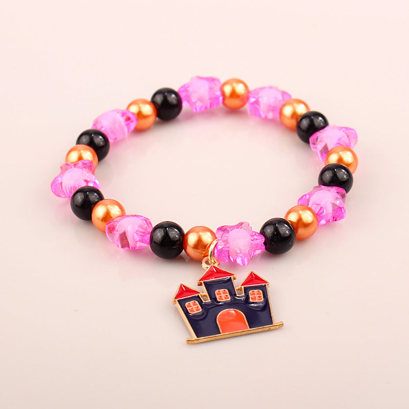Women's Holiday Bracelet Gift European and American Style Quirky Bracelet Beaded Castle Pendant Halloween Bracelet