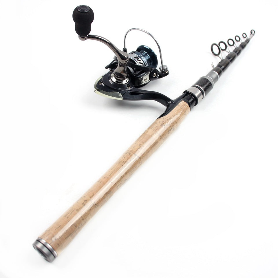 Portable Sea Rod Set with Wooden Handle, Fishing Reel, Telescopic Lure Rod, Fishing Gear, Wholesale from Fishing Rod Manufacturer
