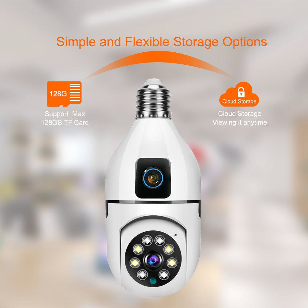 V380pro Binocular Wireless Bulb Camera WIFI Panoramic Pan-Tilt Home Indoor Light Head Night Vision